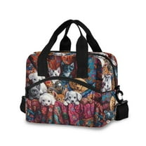 DIXRUYEE Lunch Bag Double Deck Lunch Tote Bag Fashion He Purrfect Playmates Printed