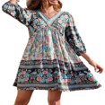 thumbnail image 2 of Femmes Été Décontracté Bohème Robe Ethnique Style Floral Robe d'Impression, 2 of 7