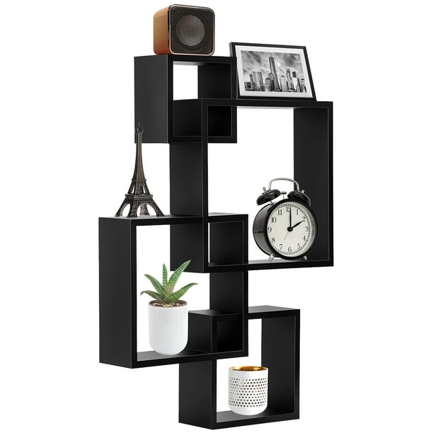 Decoratiave 4 Cube Intersecting Wall, Greenco 4 Cube Intersecting Wall Mounted Floating Shelves