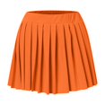 thumbnail image 4 of HJYCHN Mini Skirts for Women Solid Color A-Line Pleated Skirt High Waist Flared with Zipper Casual Stretch Short Plaid Skirts for Women Orange M, 4 of 4