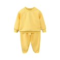 thumbnail image 2 of Afuyipoi Boys and Girls Textured Long Sleeve Crewneck Pullover and Activewear Pants Set 100% Cotton 2-12Y Yellow Size 11, 2 of 6