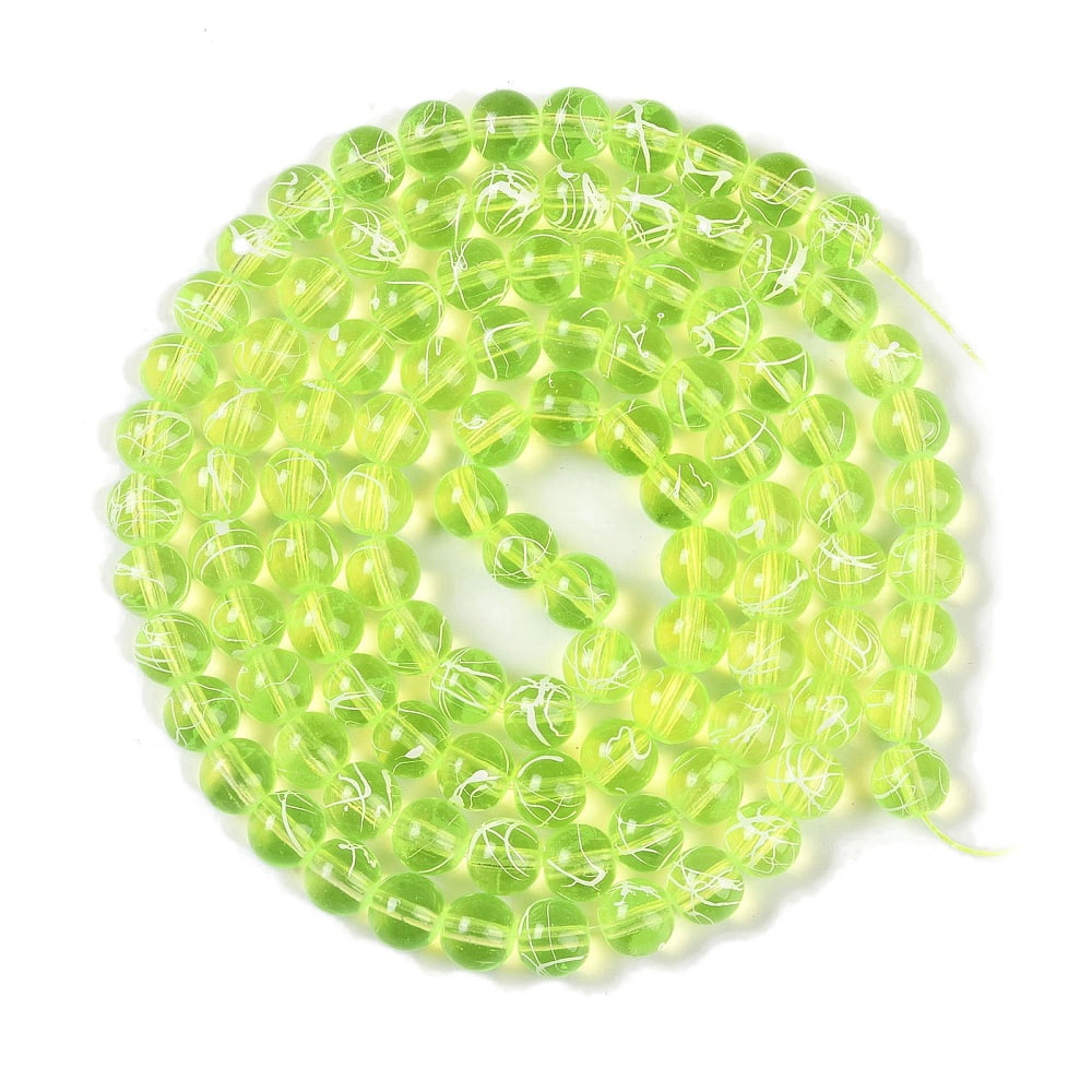Drawbench Transparent Glass Beads Strands Spray Painted Round Green Yellow 8mm Hole: 1.3~1.6mm 31.4 inch Green