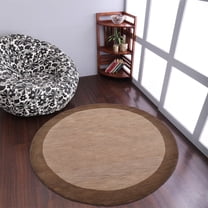 Rugsotic Carpets Hand Tufted Wool Eco-Friendly Area Rugs - 8'x8', Round, Beige Brown, Modern Contemporary Design, High Pile Handmade Anti Skid Rugs for Living Room, Bed Room (K00201)