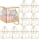 thumbnail image 1 of Juego de 10 cajas de regalo transparentes de 12 x 12 x 12 cm con borde de vara de oro y asa., 1 of 9