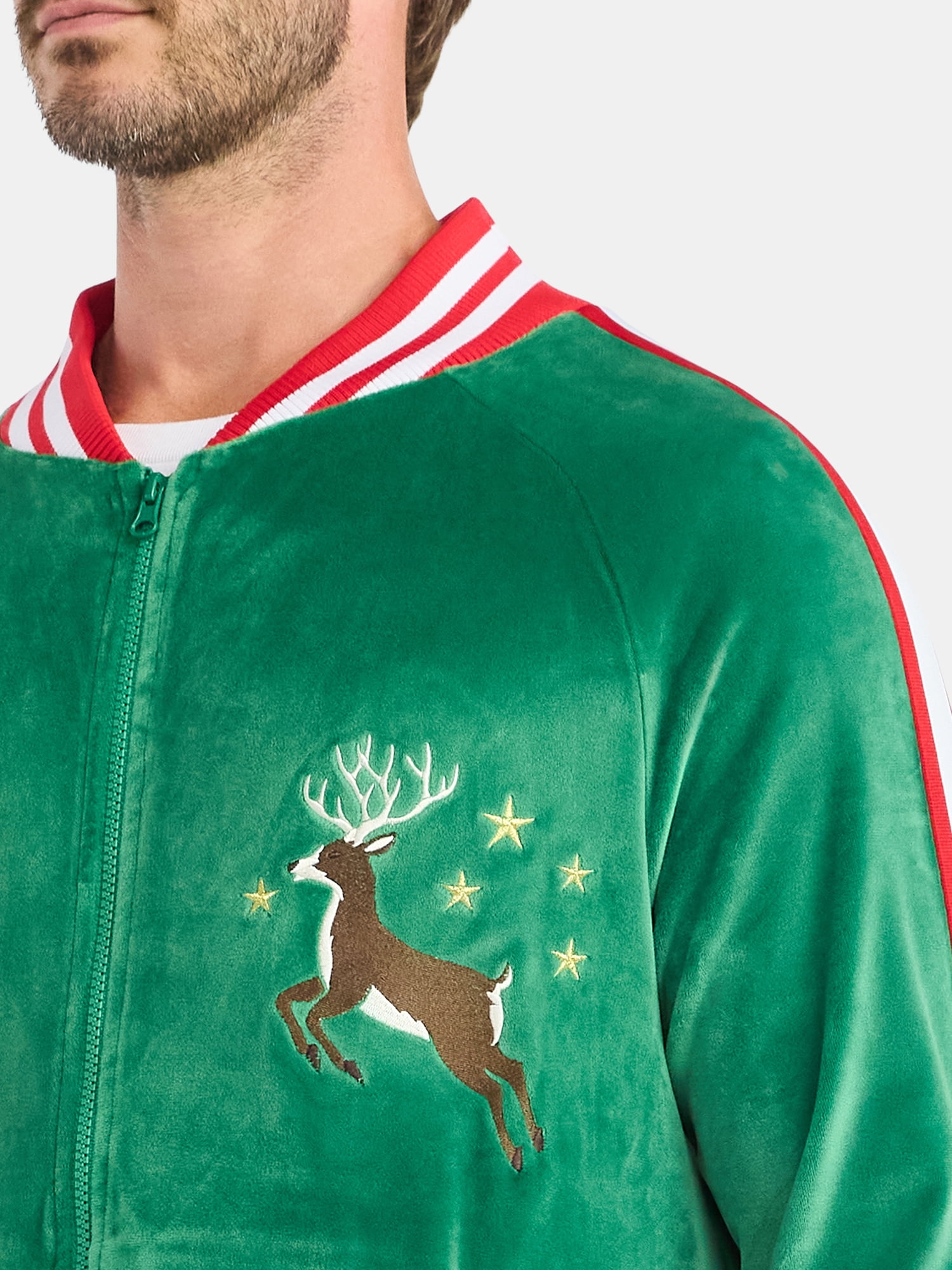 Jolly Knits Men's and Big Men's Velour Christmas Track Jacket and Pants Set, 2-Piece, Sizes S-3XL