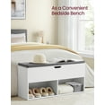thumbnail image 3 of Cushioned Shoe Bench, 2 Open & 1 Hidden Compartments, White & Gray, Entryway Storage Bench, 3 of 9