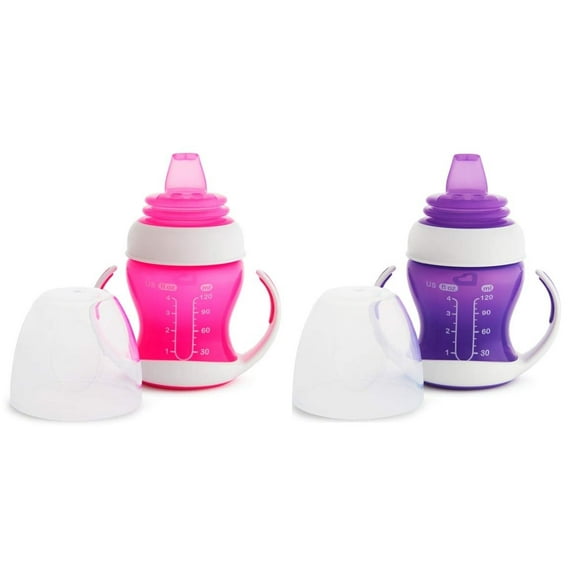 Munchkin 2 piezas suave transición Trainer Cup, 4 onzas, rosa / púrpura