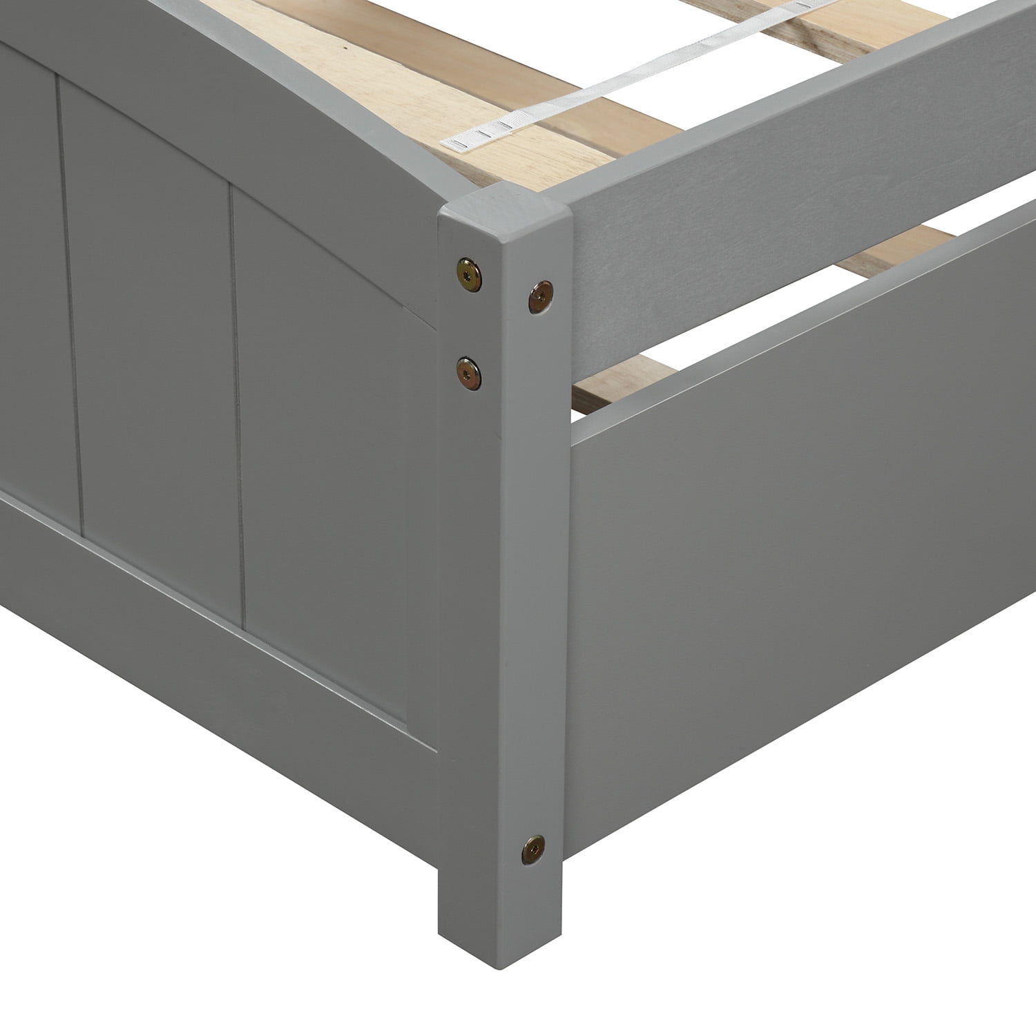 Aukfa Platform Bed with Trundle - Solid Wood Twin Size Bed Frame - Gray
