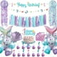 thumbnail image 1 of Set de decoración para fiestas de cumpleaños, sirenas, niñas y mujeres, 1 of 7