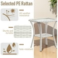 thumbnail image 4 of Outdoor Side Tables for Patio, Wicker/Rattan End Tables, Outdoor Wicker Side Table, Light Beige Rattan Glass Top Patio Side Table, 4 of 14