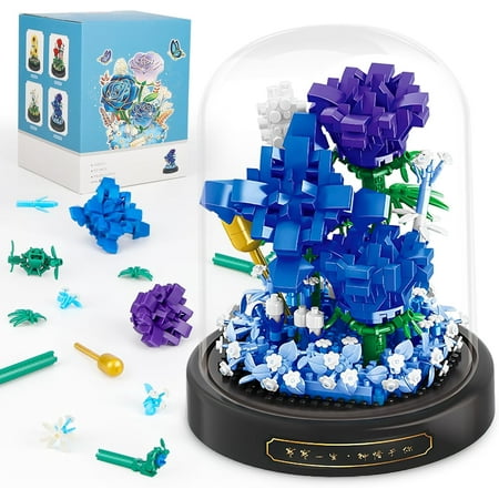 Syrinx Blue Rose Flower Bouquet Building Sets for Adults Girls Not Compatible with Lego