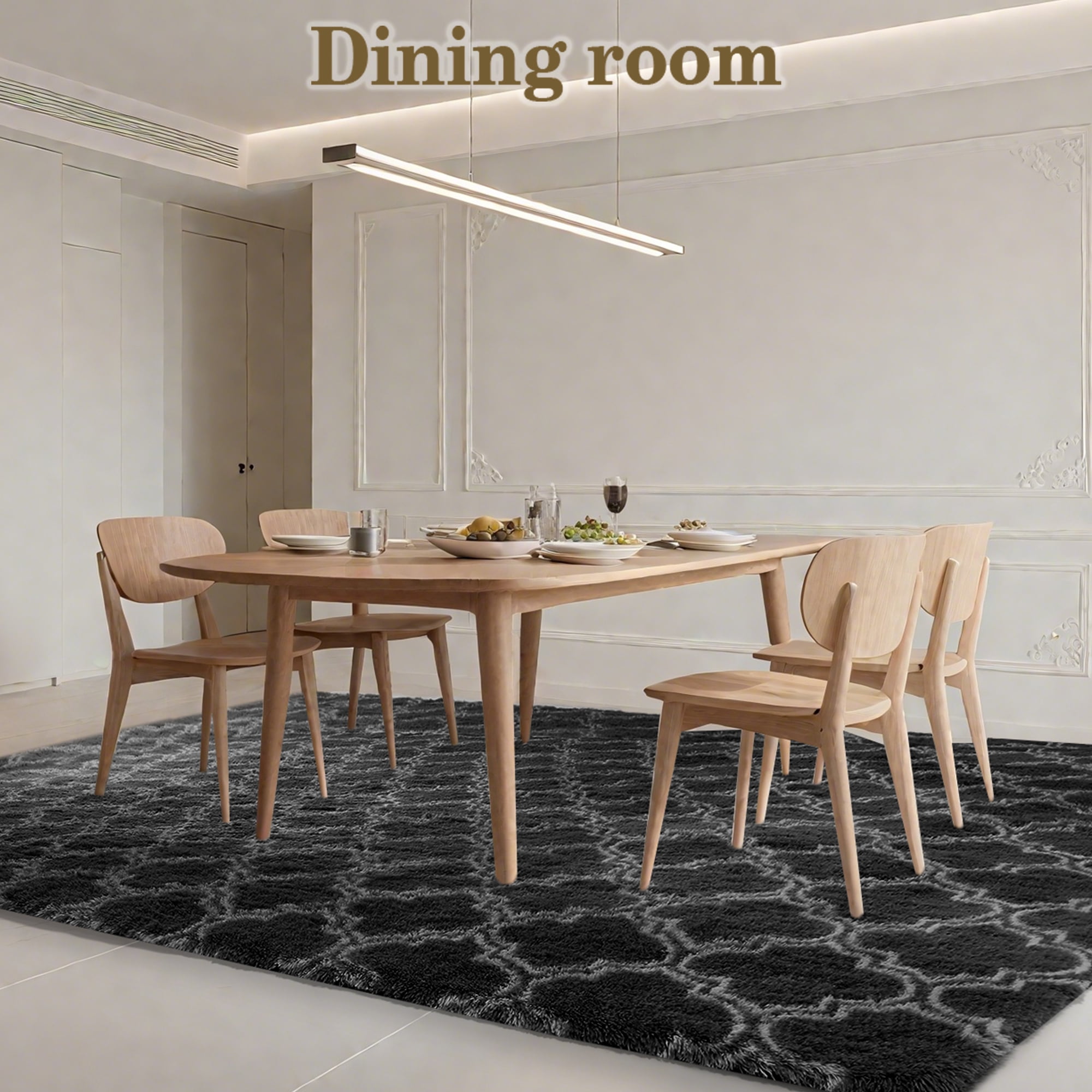 CozyDesg 8'x10' Area Rugs for Living Room，Black Rugs Shag Fluffy Shaggy Bedside Carpet, Large rug for Living Room Bedroom Dining Room Office Home Decor,Black & White
