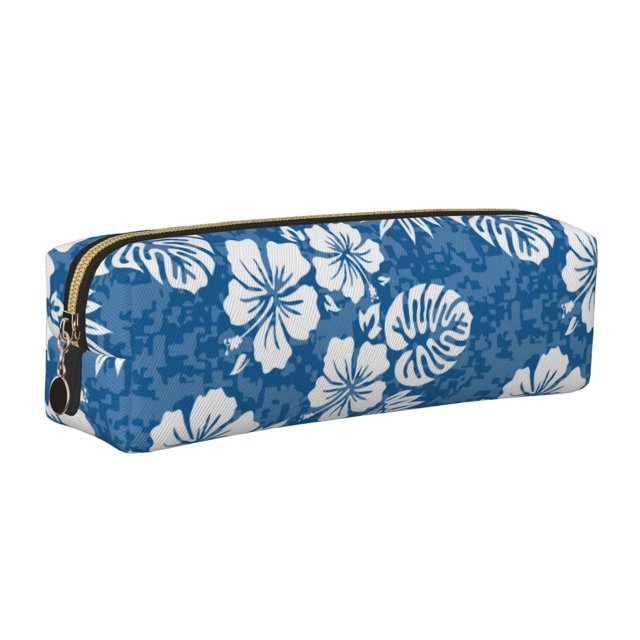 Easygdp Leaves And Flowers para Estuche de Lápices de Cuero, Estuche de Papelería de Cuero, Estuche de Gran Capacidad con Cremallera