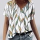 thumbnail image 1 of Fiudx Camisas de Mujer Moda Mujer Casual Cuello En V Blusa Sólida Manga Corta Camiseta Verano Tops, 1 of 4