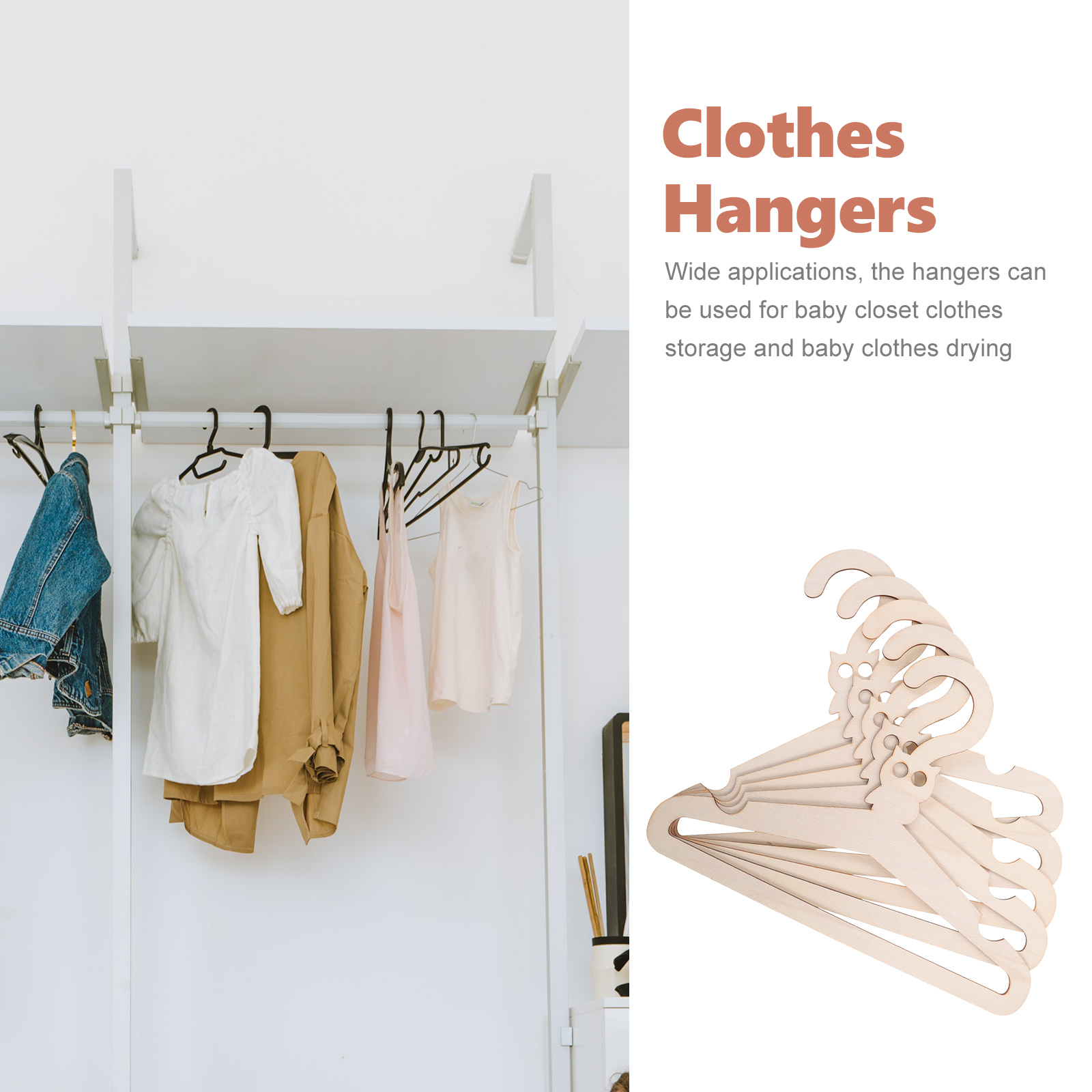 5 Pieces Wooden Hanger Nappy Cute Pantry Coat Skirt Hangers Baby