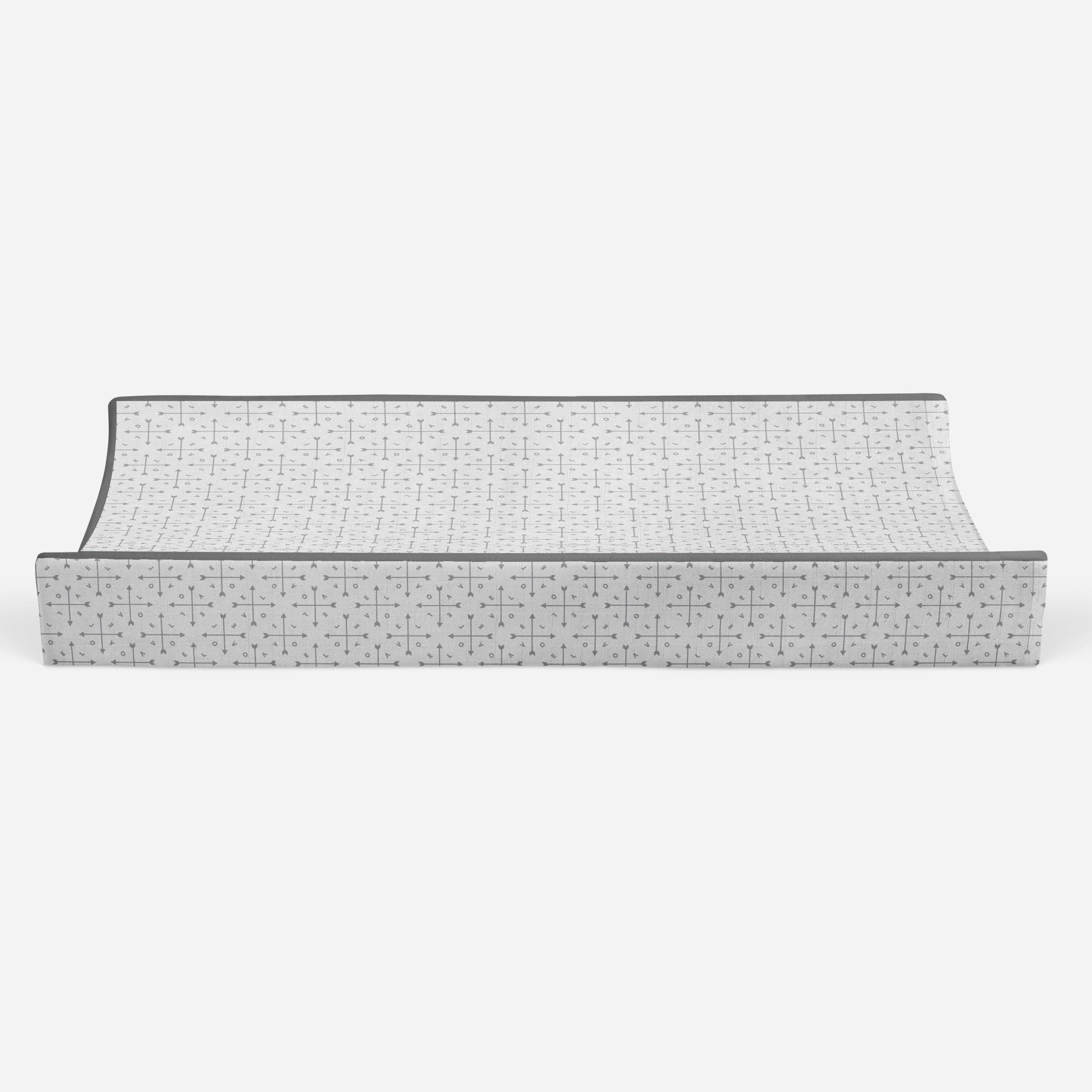 Bacati - Love Arrows Gray Quilted Muslin Changing Pad Cover