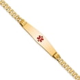 thumbnail image 1 of 14K Yellow Gold Medical Soft Diamond Shape Red Enamel Curb Link Id Bracelet (8 X 9) Made In United States xm567cc-8, 1 of 5