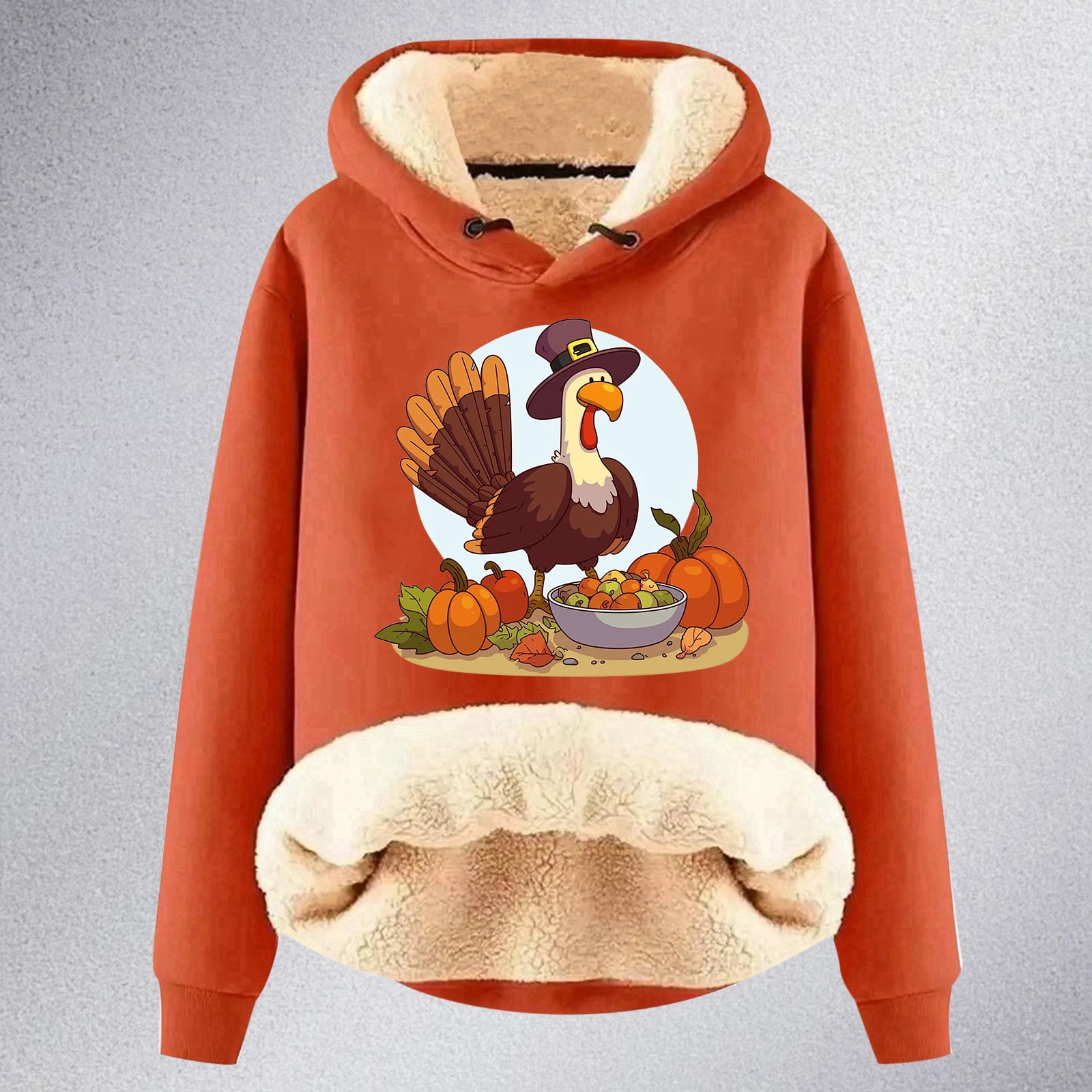 Women's Thanksgiving Turkey Cartoon Print Hoodie Long Sweatshirt with Pocket Clothes Women Womens Hoodie Full Zip Sweatshirts Baggy Long Jacket Tunic Long Loose Sweatshirts Women Tan Sweatshirt Women
