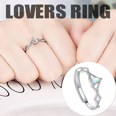 Openpig Silver Couples Matching Promise Rings for Her, Him, Women, Men Engagement Wedding Adjustable Ring