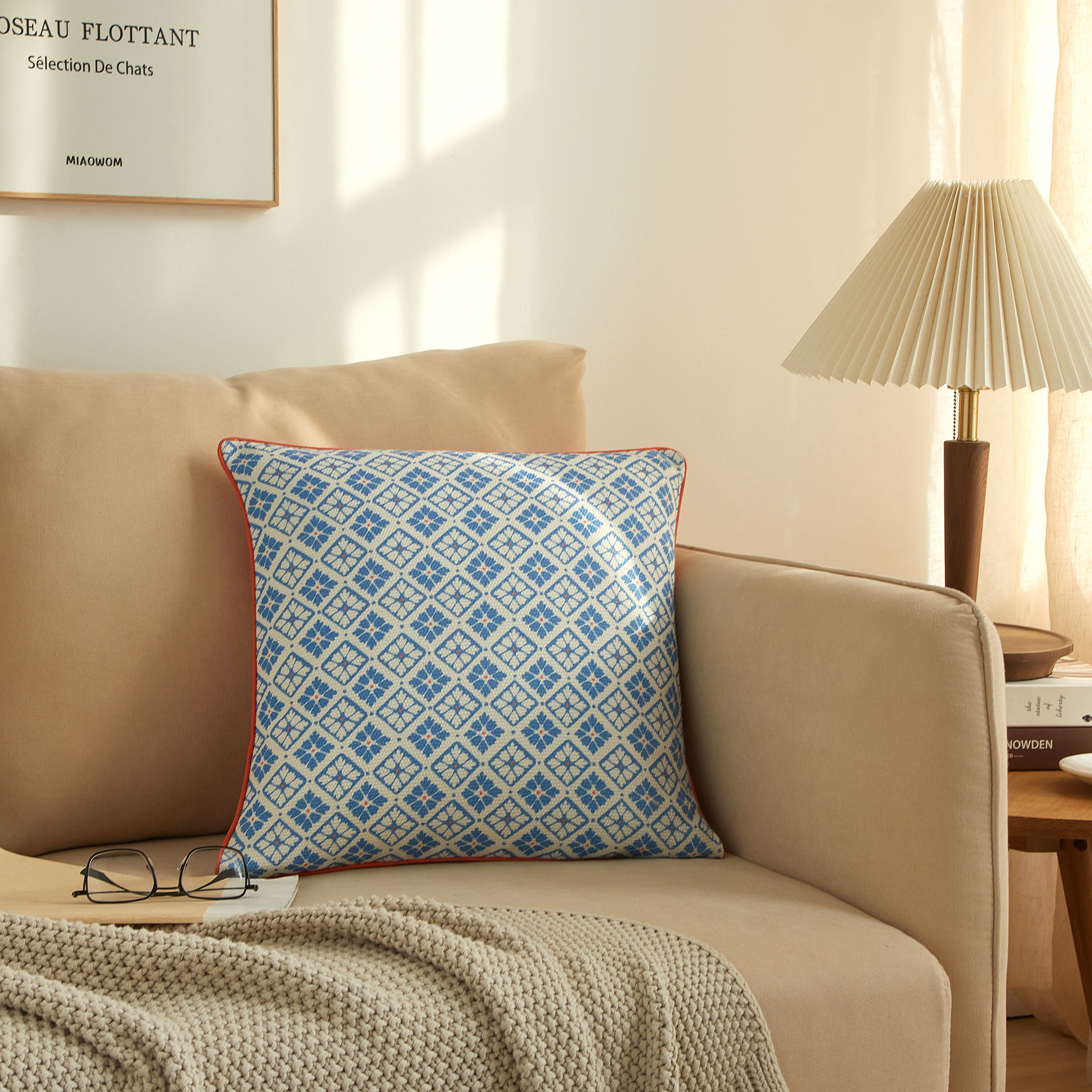 Mainstays by Becky G. & Alejandra Decorative Pillow, Blue Eyes Tile Medallion, 18" x 18"
