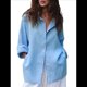 thumbnail image 1 of Camisas de de Algodón de Larga con Botones para Mujer, Blusas Informales con Cuello, Corte Holgado. Azul M, 1 of 10