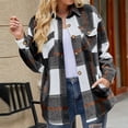 thumbnail image 5 of IROINNID Women's Shacket Jacket Long Sleeve Plaid Turndown Lapel Outwear, Comfy Plaid Pocket Lapel Cardigan Jacket, 5 of 6