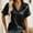 Black, variant on Womens Button Down Shirts Sequin Solid Dressy Casual Lapel Collar V-Neck Short Sleeved Blouses Tops Relaxed Fit Casual Work Blouses