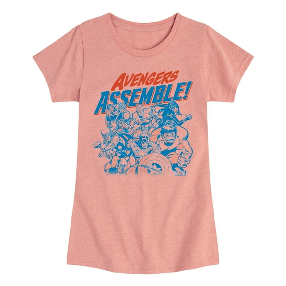 Marvel The Avengers - Assemble Group - Toddler And Youth Girls Fitted Short Sleeve Graphic T-Shirt