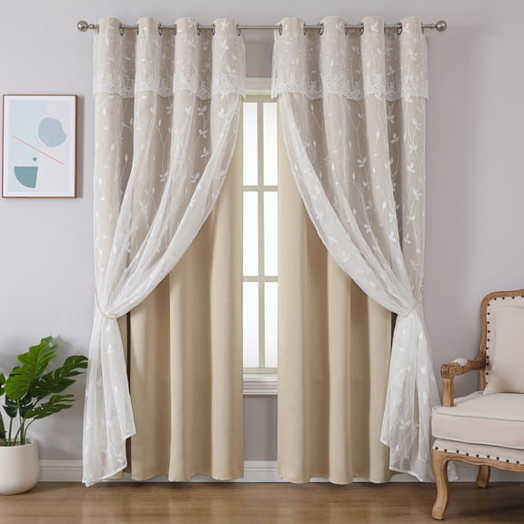 XmhyTop Shades - curtains Grommet Top,Beige 100cm*200cm 1 slice , Light Filtering Sun Blocking Drapes for Living Room Bedroom, Premium Polyester Window Curtains