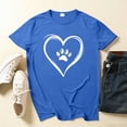 thumbnail image 6 of Felirenzacia Pet Mom's Heart Design Graphic Short Sleeves T Shirt Summer Casual Cotton Pullover Tee Tops for Big and Tall Women Blue,L, 6 of 6