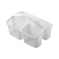 thumbnail image 2 of Portable Bath Storage Basket with Partitions, Plastic Shower Caddy Organizer for Bathroom Toiletries, Travel, Pool, & Camping | White Water-Resistant Handheld Tote with Non-Slip Base, 2 of 6
