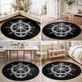 thumbnail image 4 of Round Area Rugs 4Ft, Nautical Anchor Non-Slip Washable Circle Rugs Carpet, Coastal Ocean Sea Chic Textured Black Indoor Outdoor Rug Floor Mats Throw Runner for Bedroom Living Room Bathroom, 4 of 8