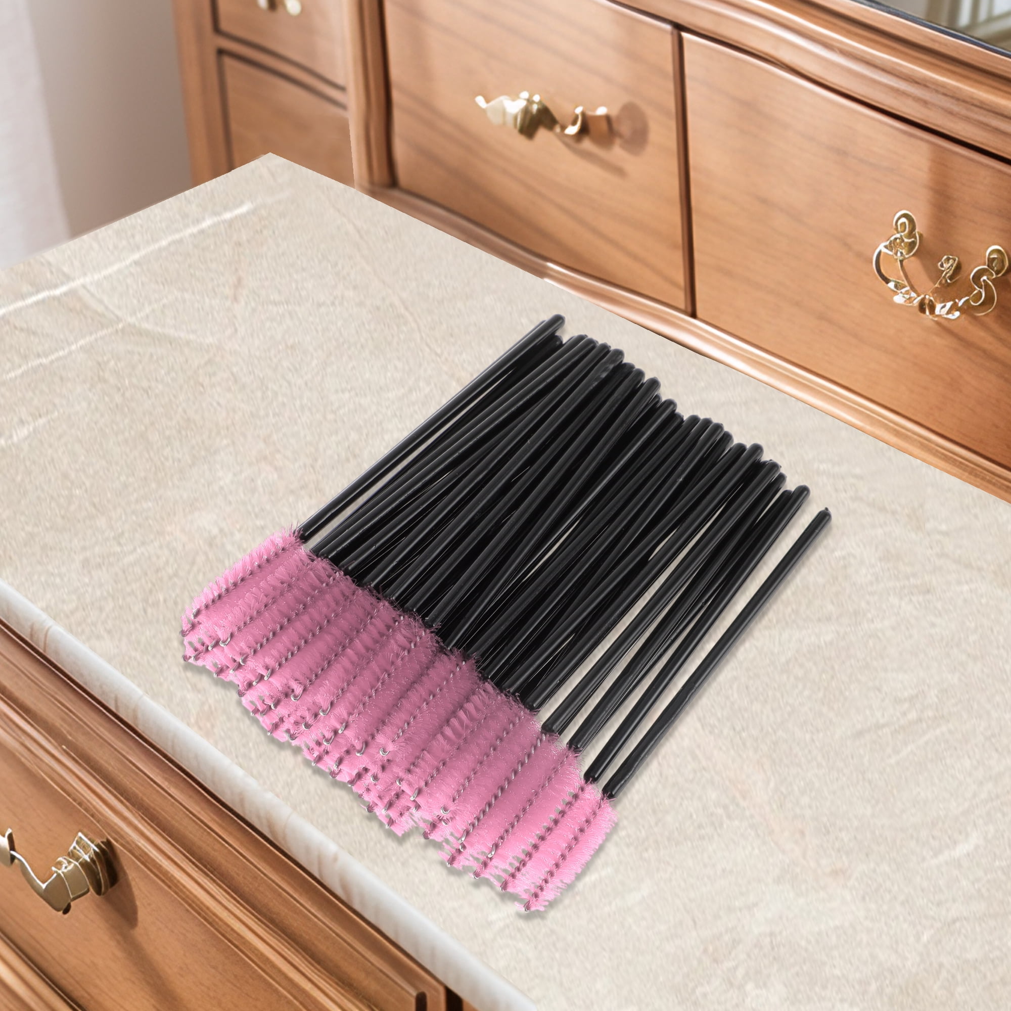 Unique Bargains Convenient Eyebrows Brushes for Travel 50 Pcs Black, Pink
