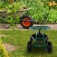 thumbnail image 6 of Sunnydaze Steel Rolling Garden Cart with Swivel Seat, Tool Tray, and Basket, Green, 6 of 13
