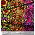 thumbnail image 3 of Soimoi Modal Satin Tissu Rayé & Mandala Kaléidoscope Tissu Imprimé par Yard 42 Pouces de Large, 3 of 3