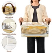 Food Pattern Design Open Home Storage Bins Foldable Metal Frame Shelf Baskets 16.9x11.4x7.7in Water-Resistant