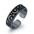 thumbnail image 3 of 5mm - Moon & Stars Toe Band Ring 925 Sterling Silver Thin Adjustable Stylish Rings for Women, 3 of 5