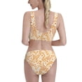 thumbnail image 5 of High Waisted Bikini Sets For Women, Orange Flowers Paisley Swimsuits Tummy Control, Two Pieces Bathing Suit, 5 of 8