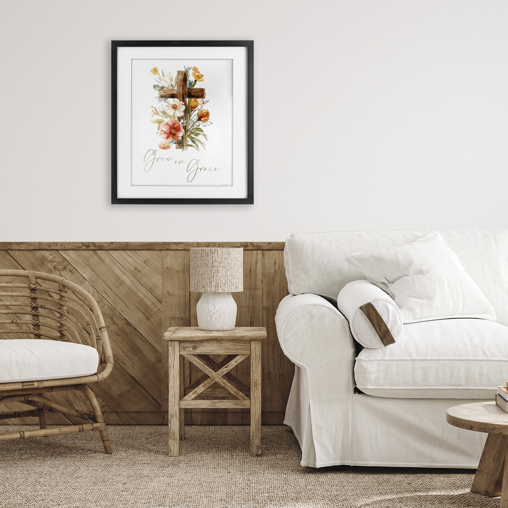 Stupell Industries Grow In Grace Cross Black Framed Print Under Glass, design by Svetlana Aleynikova