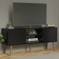 thumbnail image 1 of Madesa Meuble Télé Console avec 2 Portes et 2 Tablettes avec Gestion des Câbles pour 50, 55 Pouces Rangement Multimédia Console Multimédia Centre de Divertissement de Bureau Armoire de Télévision en Bois - Noir, 1 of 5