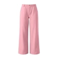 thumbnail image 6 of ClodeEU Women's Elastic Waist Straight Leg Pants,Casual Loose Trousers with Pockets Brown,Women's Plus S, 6 of 6