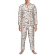 thumbnail image 3 of Naloa Summer Life Men’s Pajamas Set - Long Sleeve Button Down Sleep Shirt and Pajama Bottoms Sleepwear Set-Medium, 3 of 7