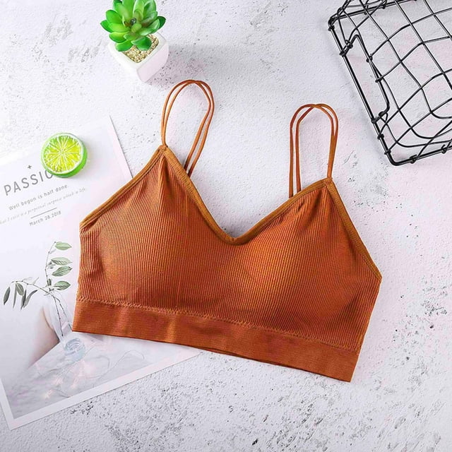 LSLJS Brassière de Sport à Bretelles Spaghetti pour Femmes Gym Course Yoga Rembourrée Sans Couture