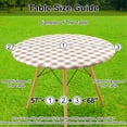thumbnail image 6 of decorUhome Fitted Checkered Tablecloth, Vinyl Round Table Cloth for 57"-68" Tables, Waterproof Buffalo Plaid Table Cover, Khaki and White, 6 of 7