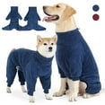 thumbnail image 2 of Dog Fleece Jumpsuit Thicken Double-Sided Fur Dog Coat Pajamas Windproof Warm Winter Clothes Jacket Sweater for Small Large Dogs (BULE,XS), 2 of 7