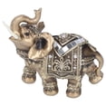 thumbnail image 3 of Estatua de elefante, figura de resina Feng Shui, adorno de animal, artesanía, decoración de escritorio, dorado, L 13,5 x 6 x 14 cm, 3 of 10