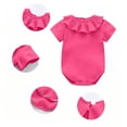 thumbnail image 5 of Agkizg Baby Girls Ribbed Knit Ruffle Collar Bodysuit, Short Sleeve Back Snap Solid Cream Onesie, Soft Stretchy Infant Summer Daily Undershirt, 5 of 6