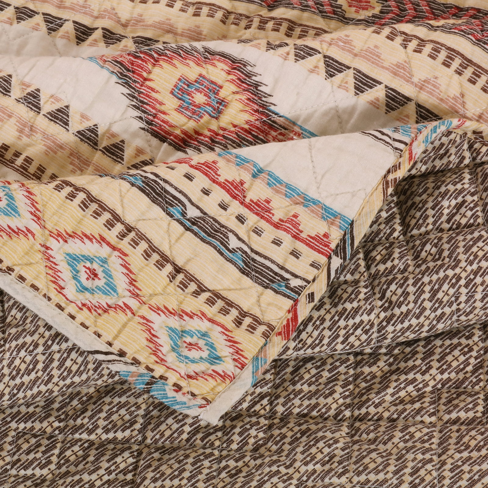 Barefoot Bungalow Phoenix 3-Piece Southwestern Tan Boho Quilt Sets, Queen
