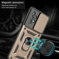 thumbnail image 2 of Rugged Case for Samsung Galaxy A32 5G Shockproof Phone Case with Camera Lens Slide Cover and Ring Holder Kickstand, Support Magnet Car Mount, Military Grade Heavy Duty Protection Cover, Gold, 2 of 8