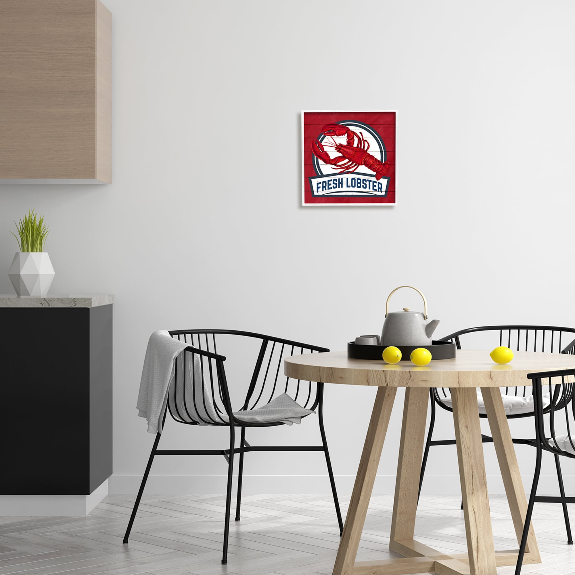 Stupell Industries Red Fresh Lobster Phrase Animals & Insects Painting White Framed Art Print Wall Art, 12 x 12